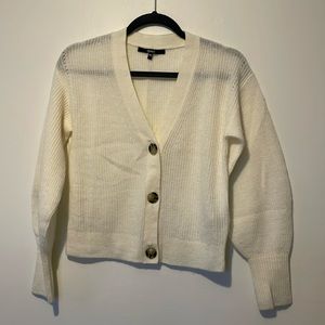 Quince alpaca/nylon/wool blend short cream colored cardigan, size XS